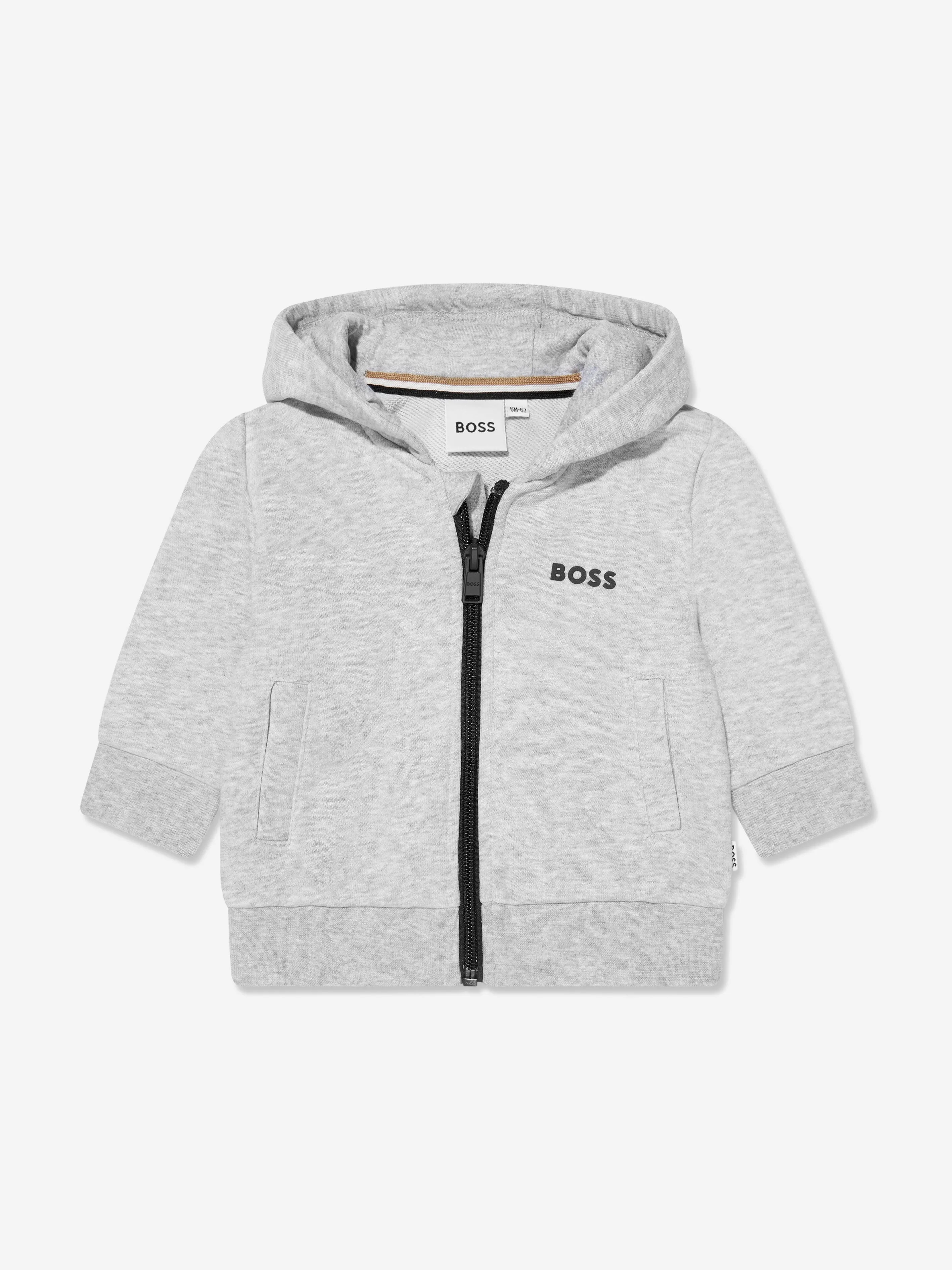 BOSS Baby Boys Zip Up Hoodie In Grey