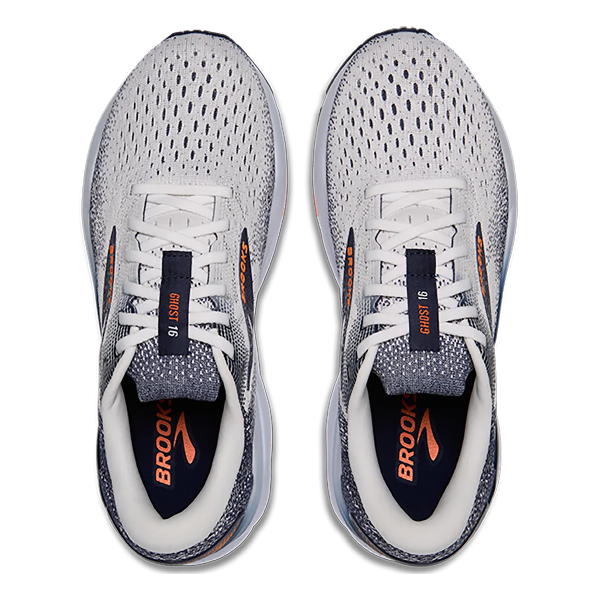 Brooks Ghost 16 - White - Peacoat - Orange