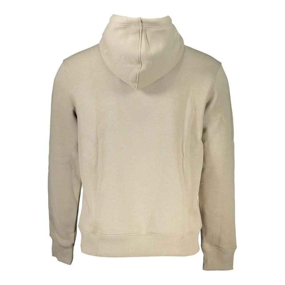 Calvin Klein Beige Fleece Hooded Sweatshirt with Logo Embroidery