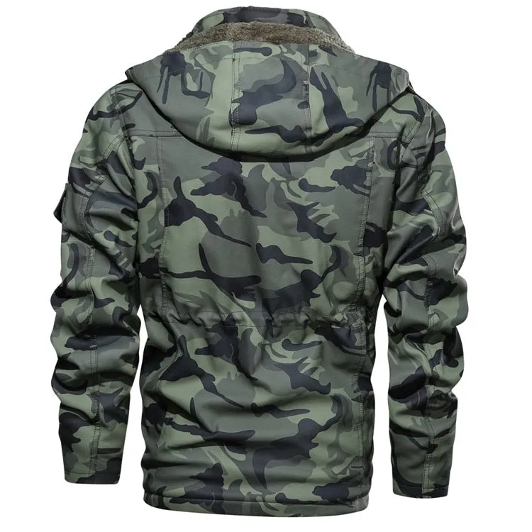 Camouflage Hoodie Fleeced Lined Winter Coats