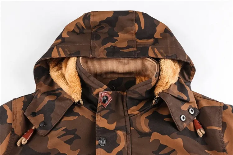 Camouflage Hoodie Fleeced Lined Winter Coats