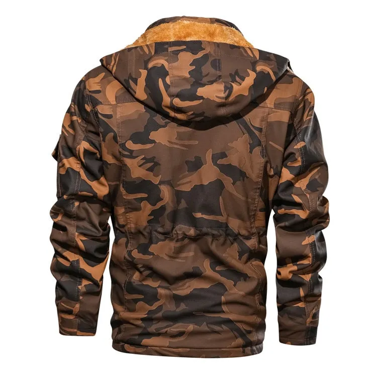 Camouflage Hoodie Fleeced Lined Winter Coats