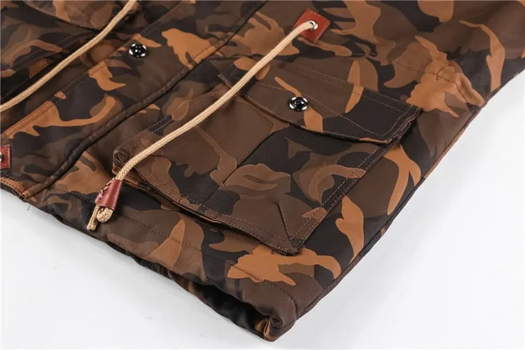 Camouflage Hoodie Fleeced Lined Winter Coats