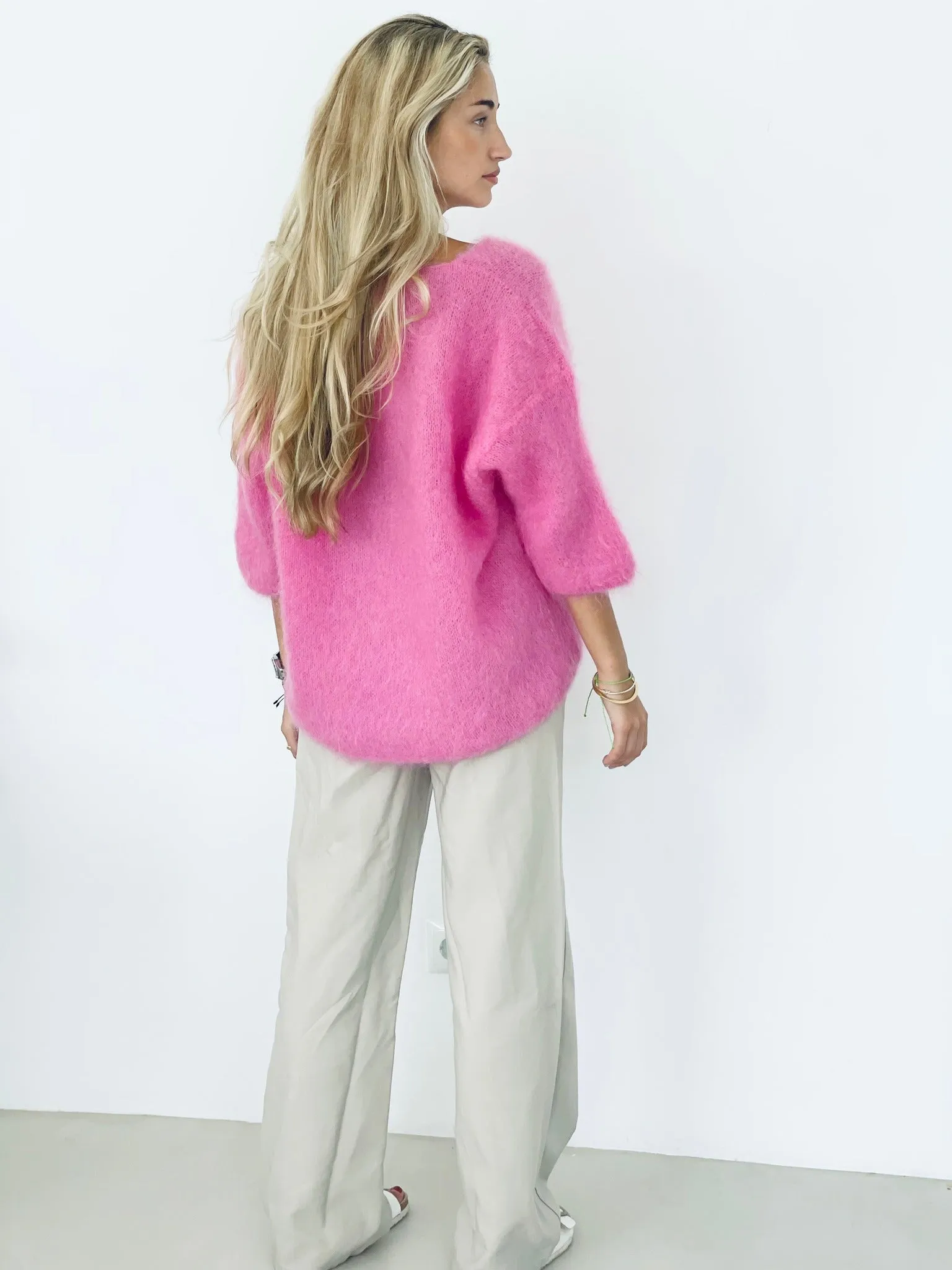 Cannes Mohair 3/4 Sleeve Sweater - Magenta