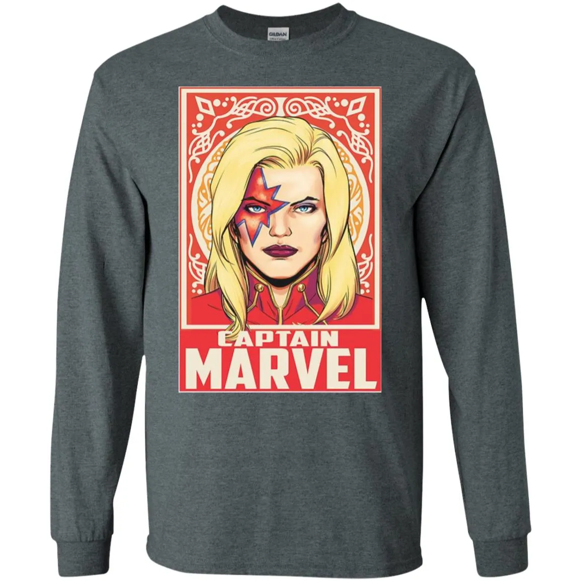 Captain Marvel Ornament Men Long Sleeve Shirt