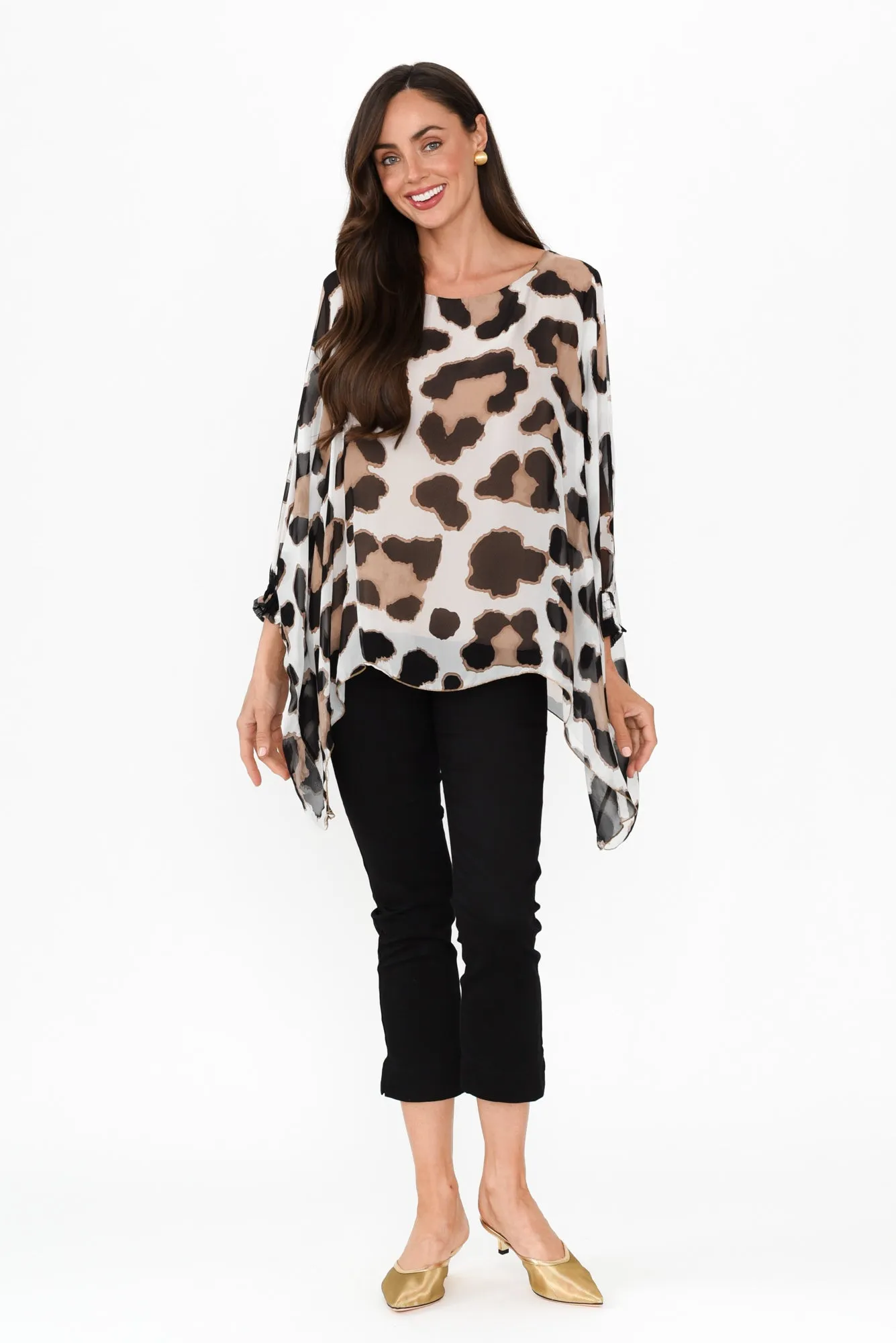 Cartier Brown Leopard Silk Layer Top