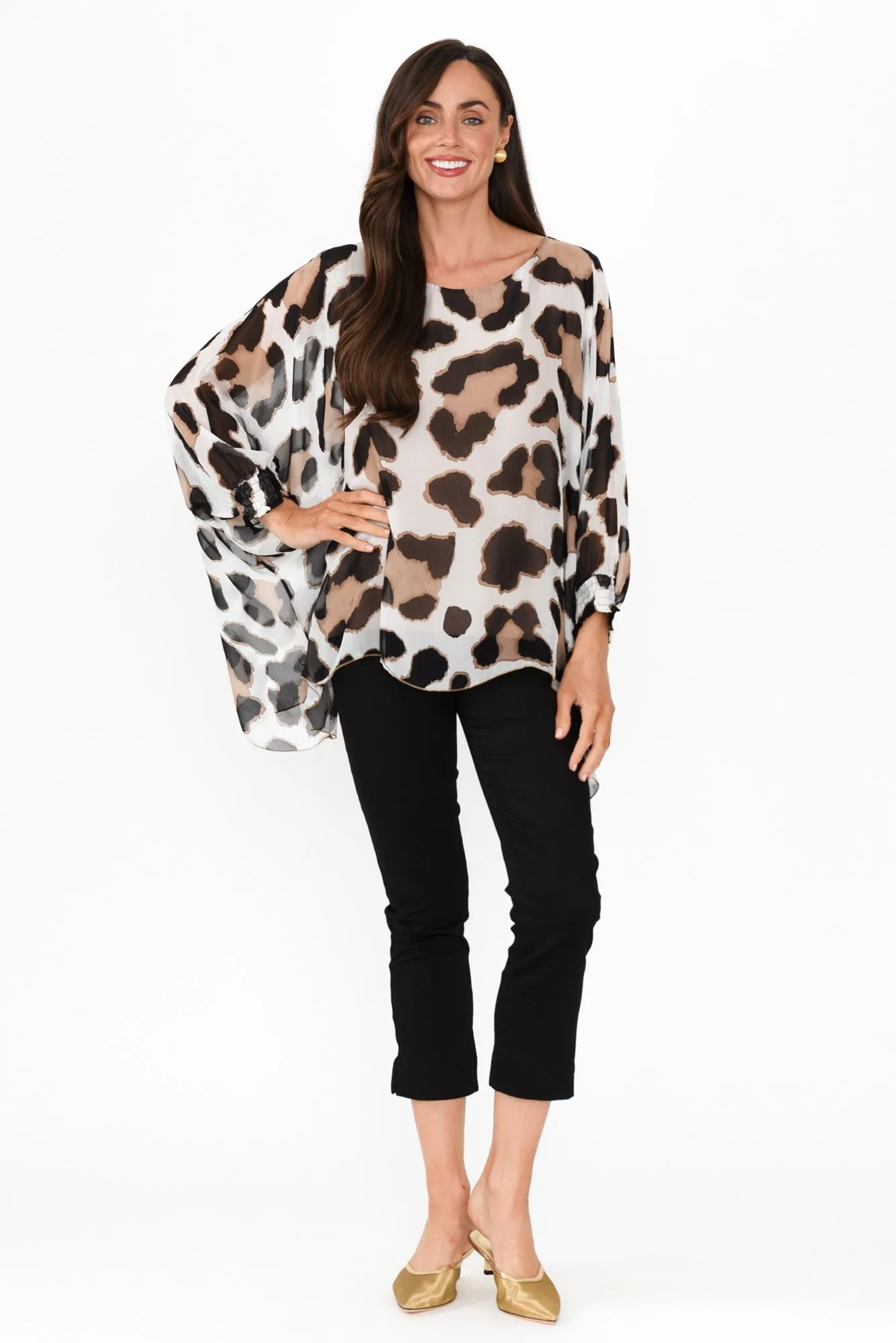 Cartier Brown Leopard Silk Layer Top