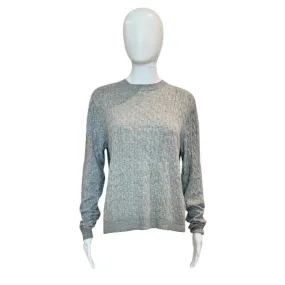 Cashmere Braided Crew Neck Sweater | Grey