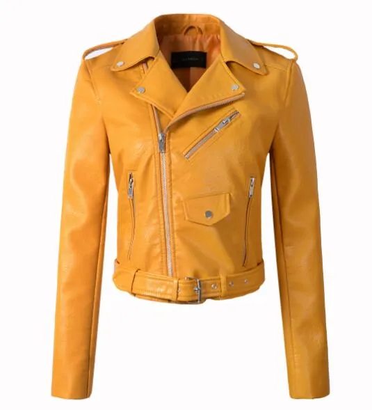 Casual Cool Women's Zippered Slim Leather Jackets For Motorcycle Riding