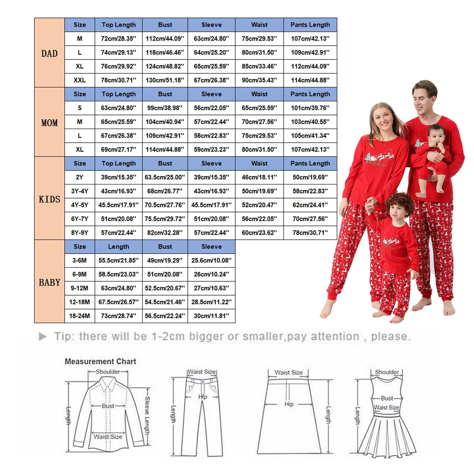 Christmas Pajamas Matching Family Pyjamas Red Festive Casual Loose Two-piece Pajamas Suit Conjuntos De Ropa A Juego Sleepwear