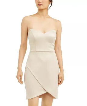 City Studios Juniors' Strapless Wrap-Skirt Dress Gold - Size 1