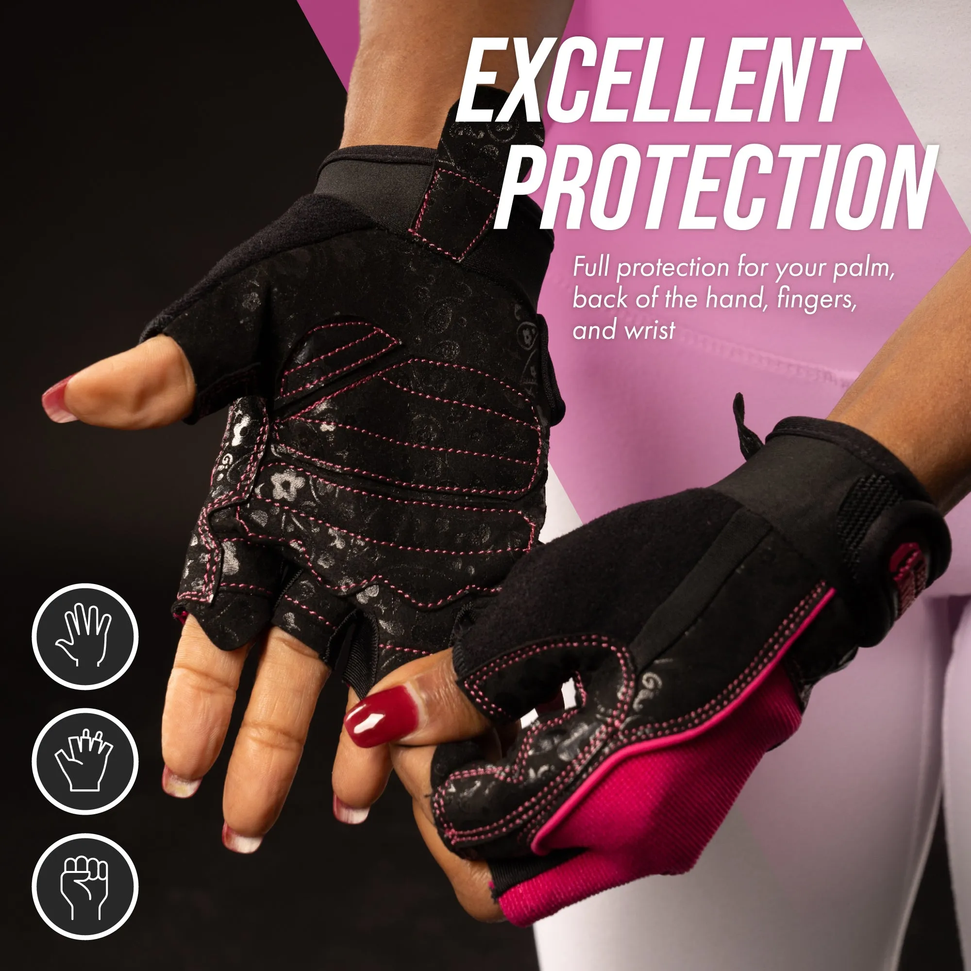 Contraband Pink Label 5127 Womens Vegan Weight Lifting Gloves w/Synthetic Microfiber Amara Leather