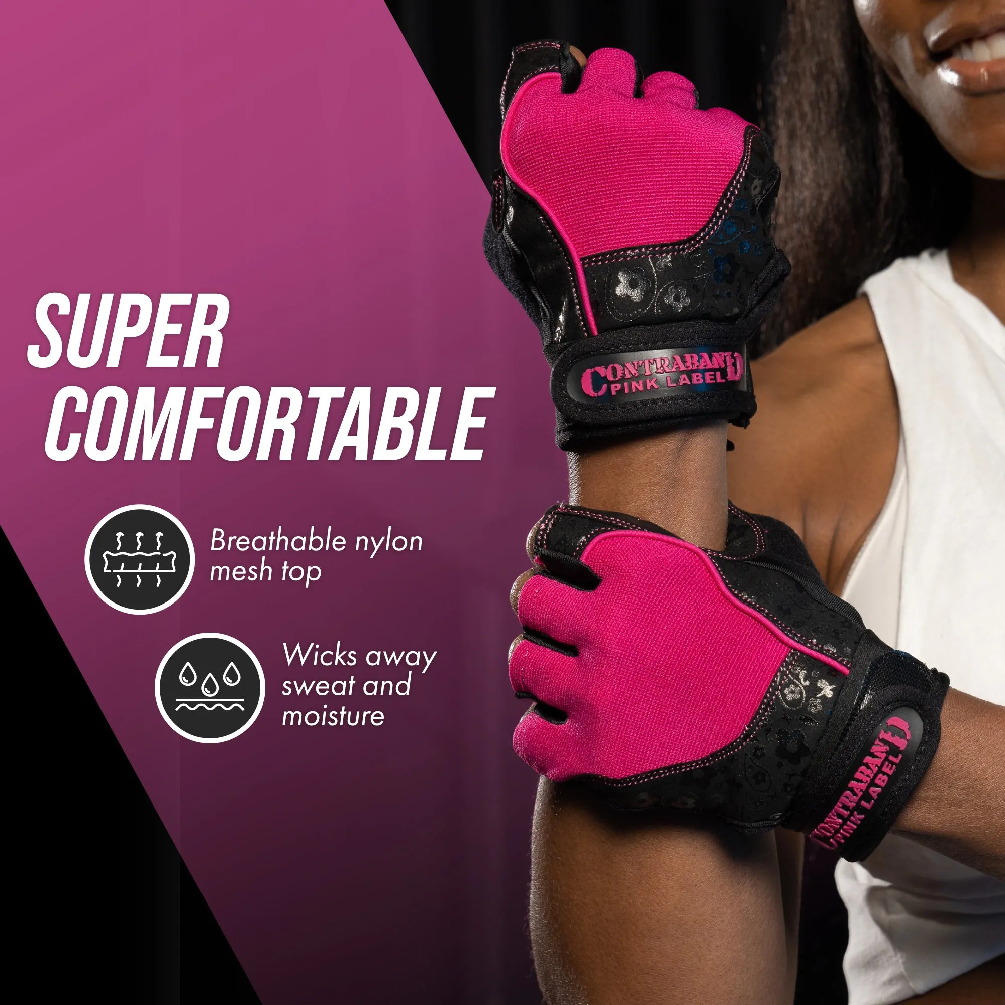 Contraband Pink Label 5127 Womens Vegan Weight Lifting Gloves w/Synthetic Microfiber Amara Leather