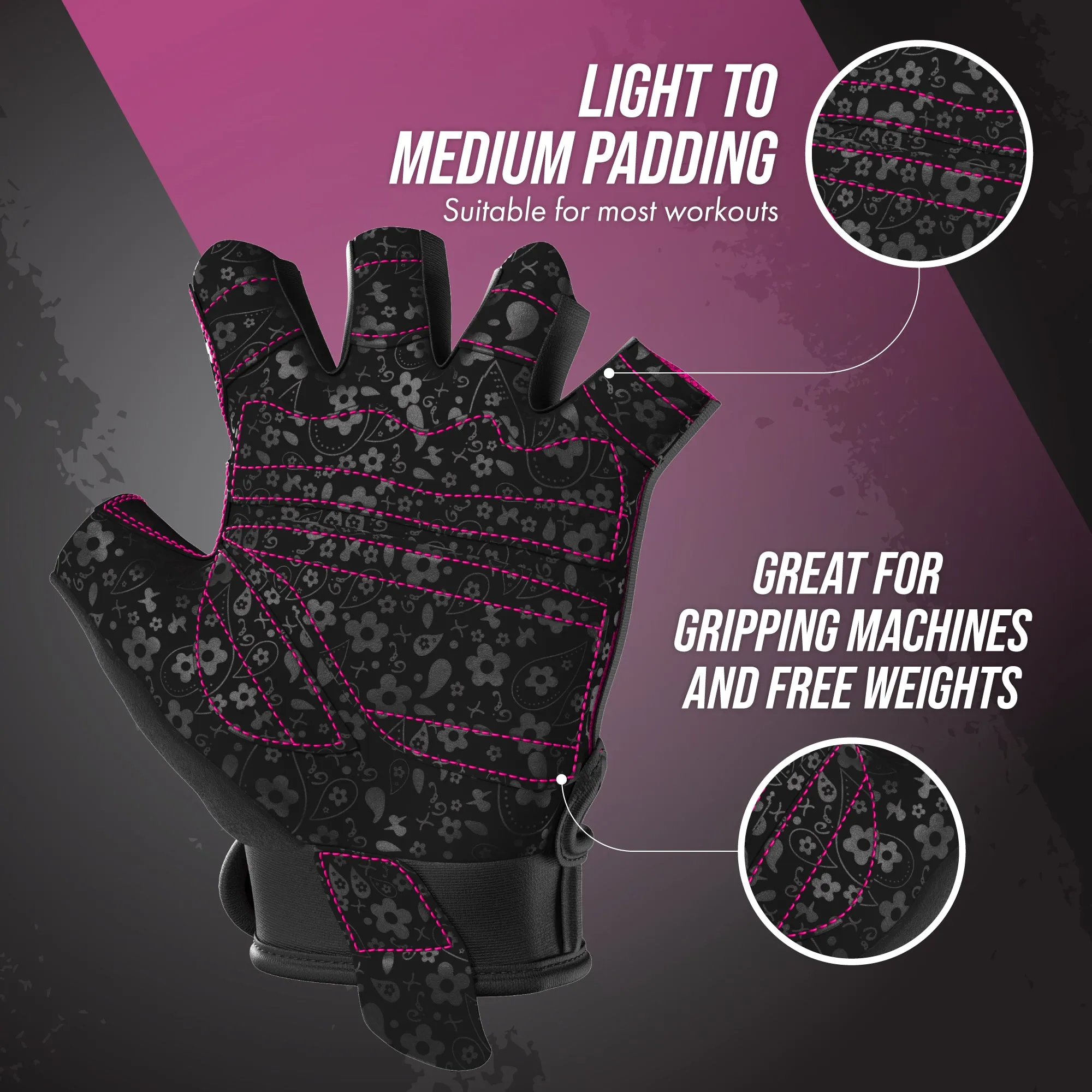 Contraband Pink Label 5127 Womens Vegan Weight Lifting Gloves w/Synthetic Microfiber Amara Leather