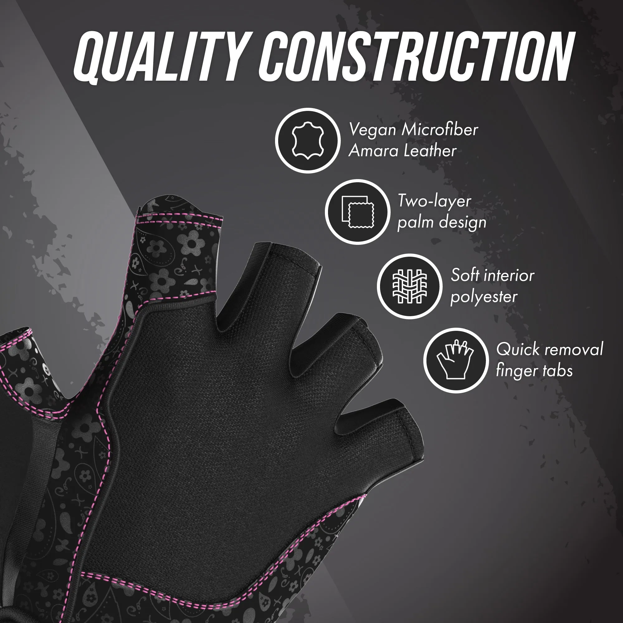 Contraband Pink Label 5127 Womens Vegan Weight Lifting Gloves w/Synthetic Microfiber Amara Leather