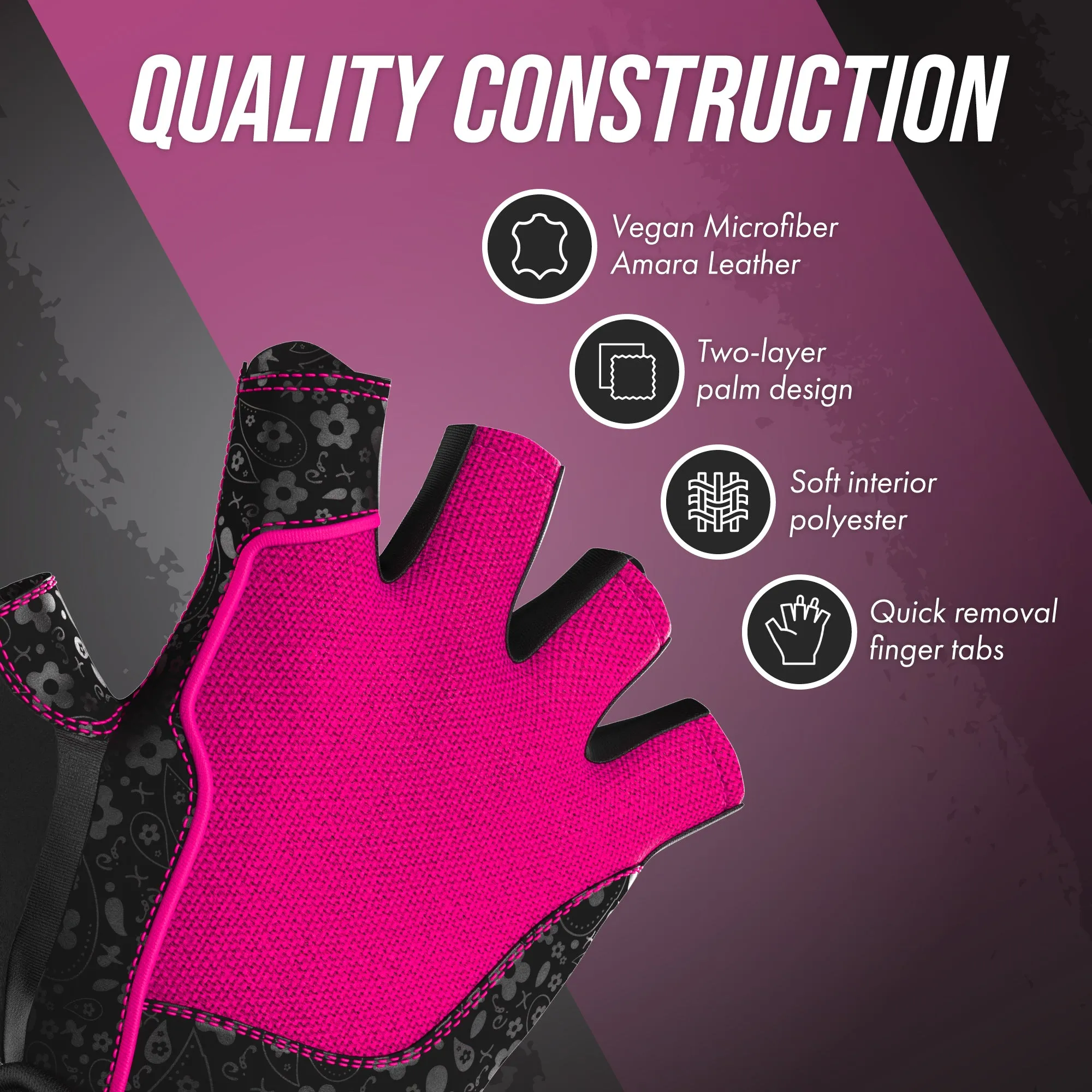 Contraband Pink Label 5127 Womens Vegan Weight Lifting Gloves w/Synthetic Microfiber Amara Leather