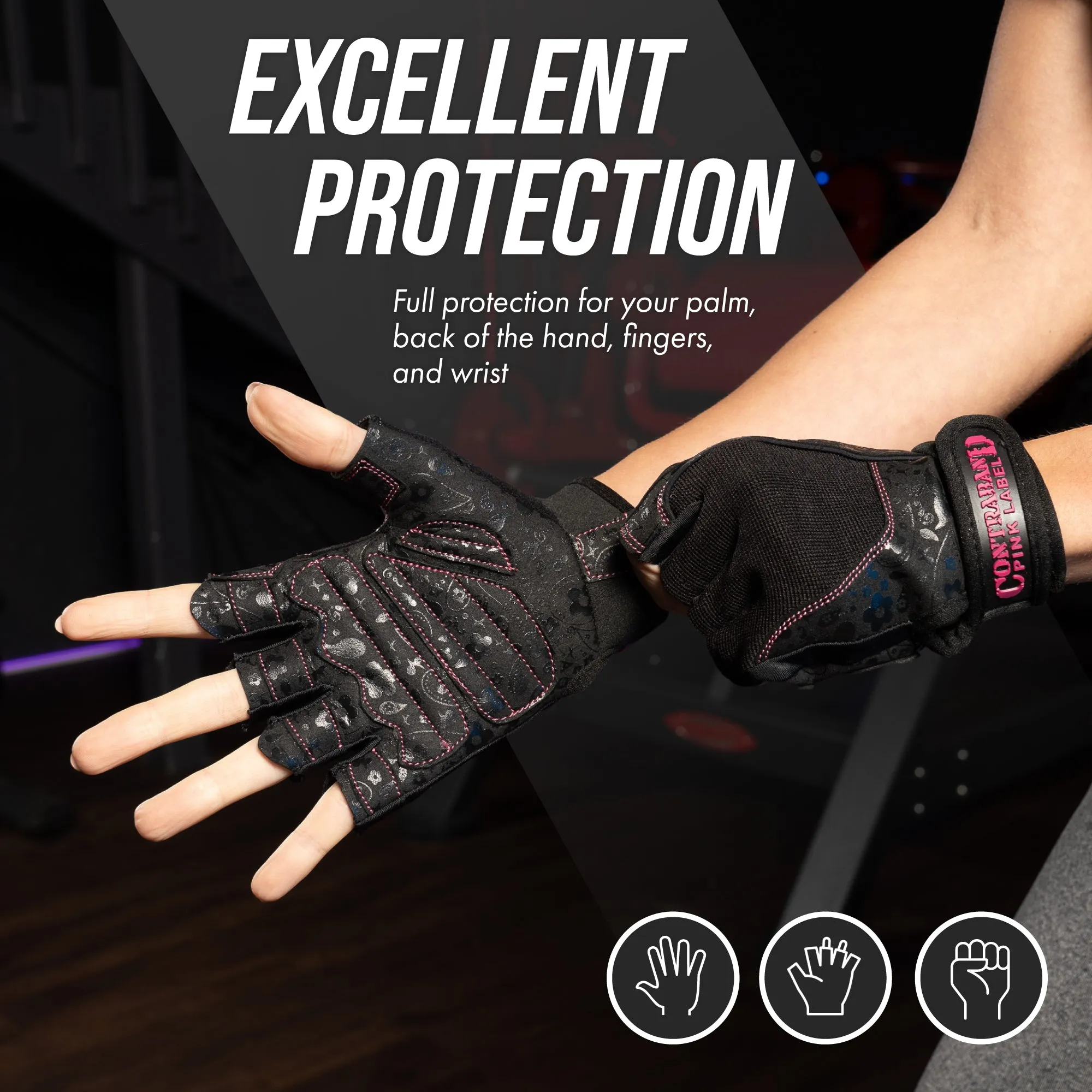 Contraband Pink Label 5127 Womens Vegan Weight Lifting Gloves w/Synthetic Microfiber Amara Leather