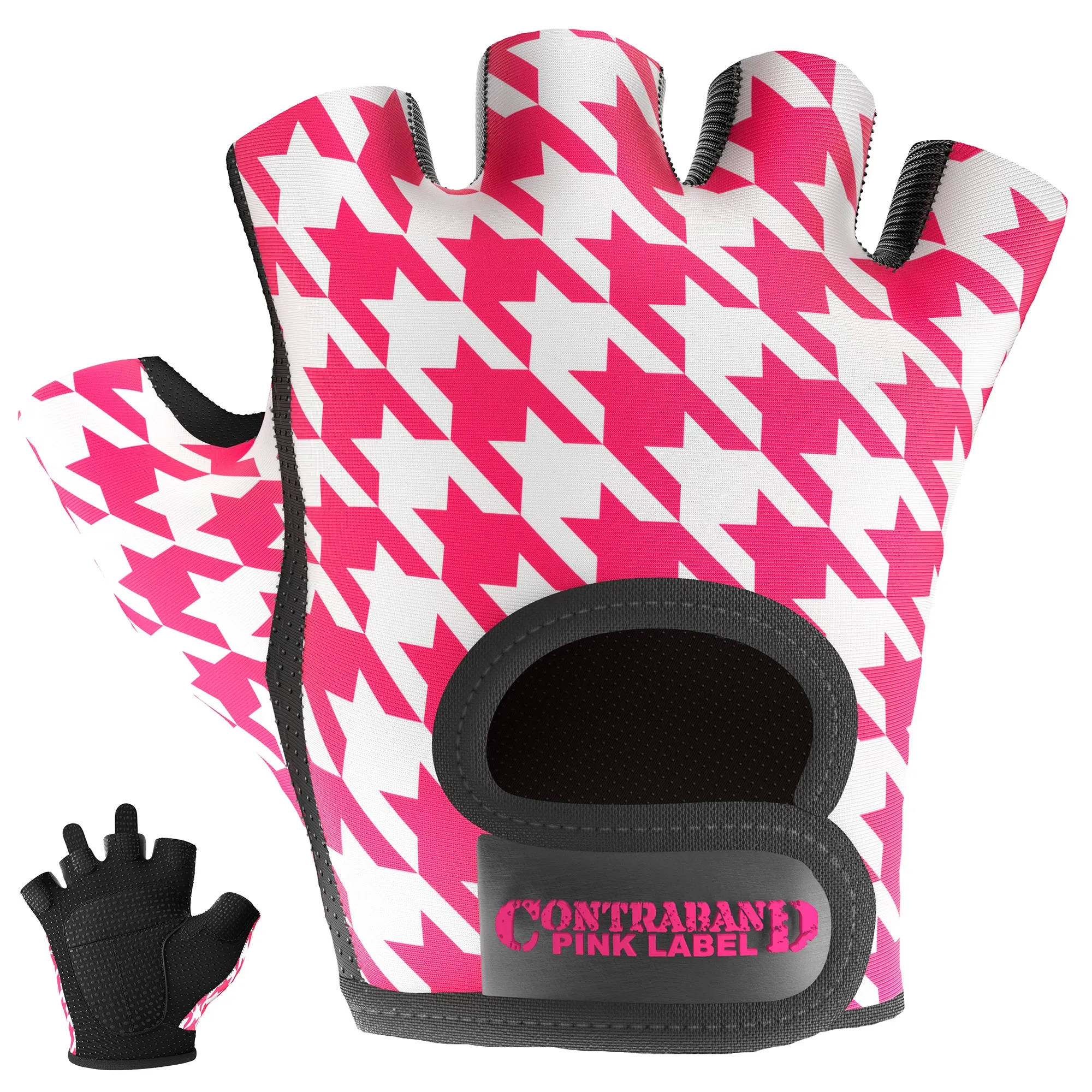 Contraband Pink Label 5257 Womens Design Series Houndstooth Print Lifting Gloves (Pair)