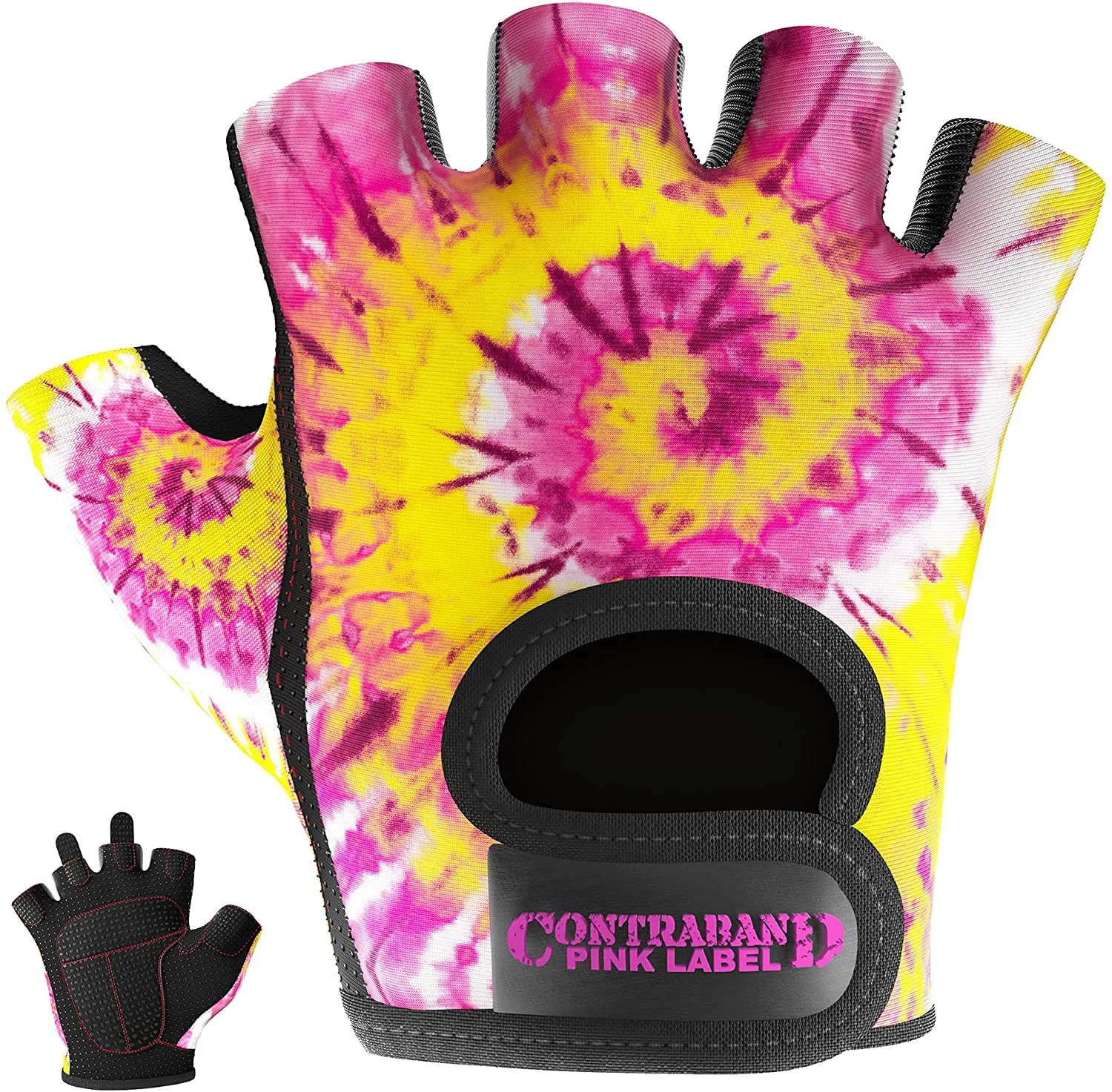 Contraband Pink Label 5347 Womens Design Series Spiral Tie Dye Print Lifting & Rowing Gloves w/ Grip-Lock™ Padding (Pair)