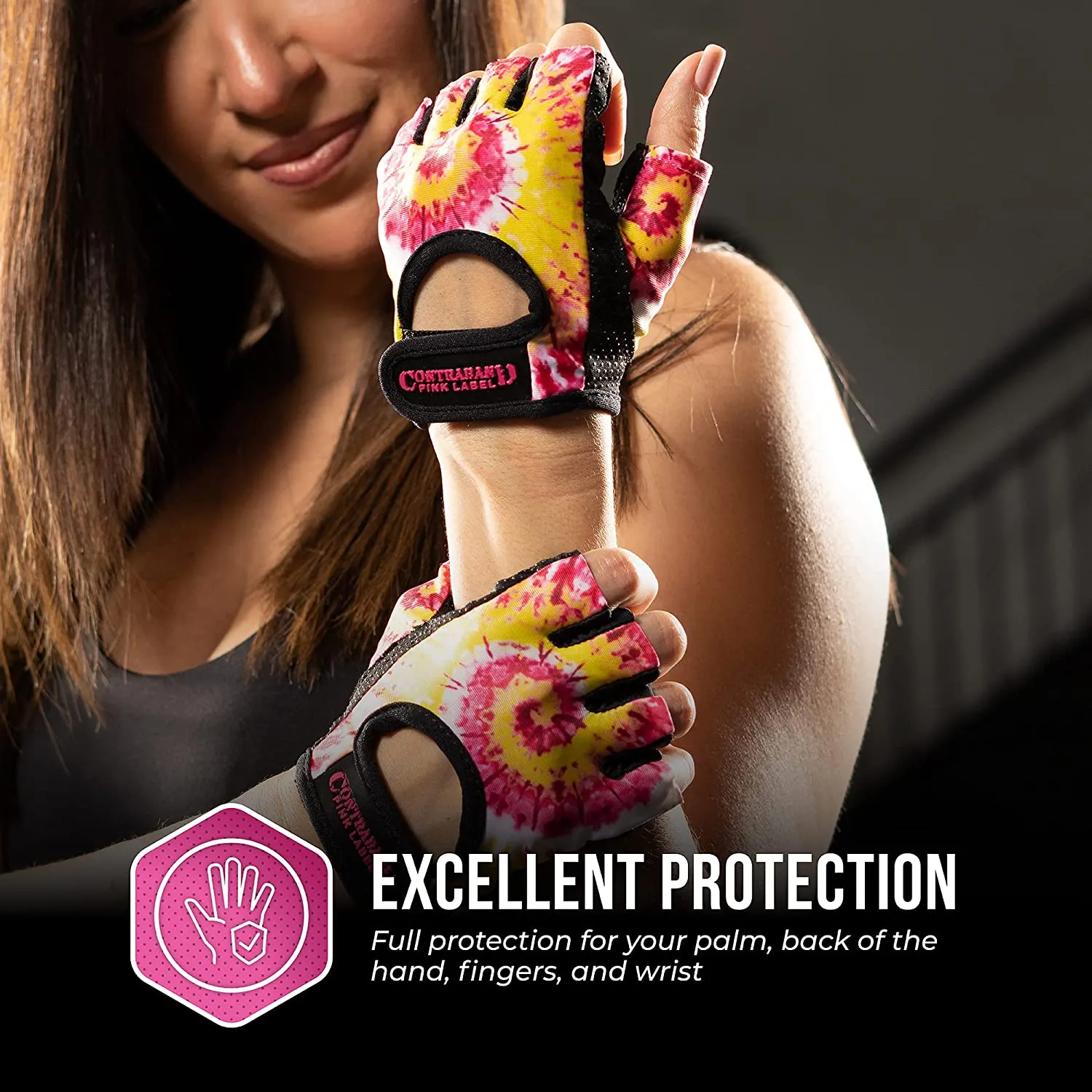 Contraband Pink Label 5347 Womens Design Series Spiral Tie Dye Print Lifting & Rowing Gloves w/ Grip-Lock™ Padding (Pair)