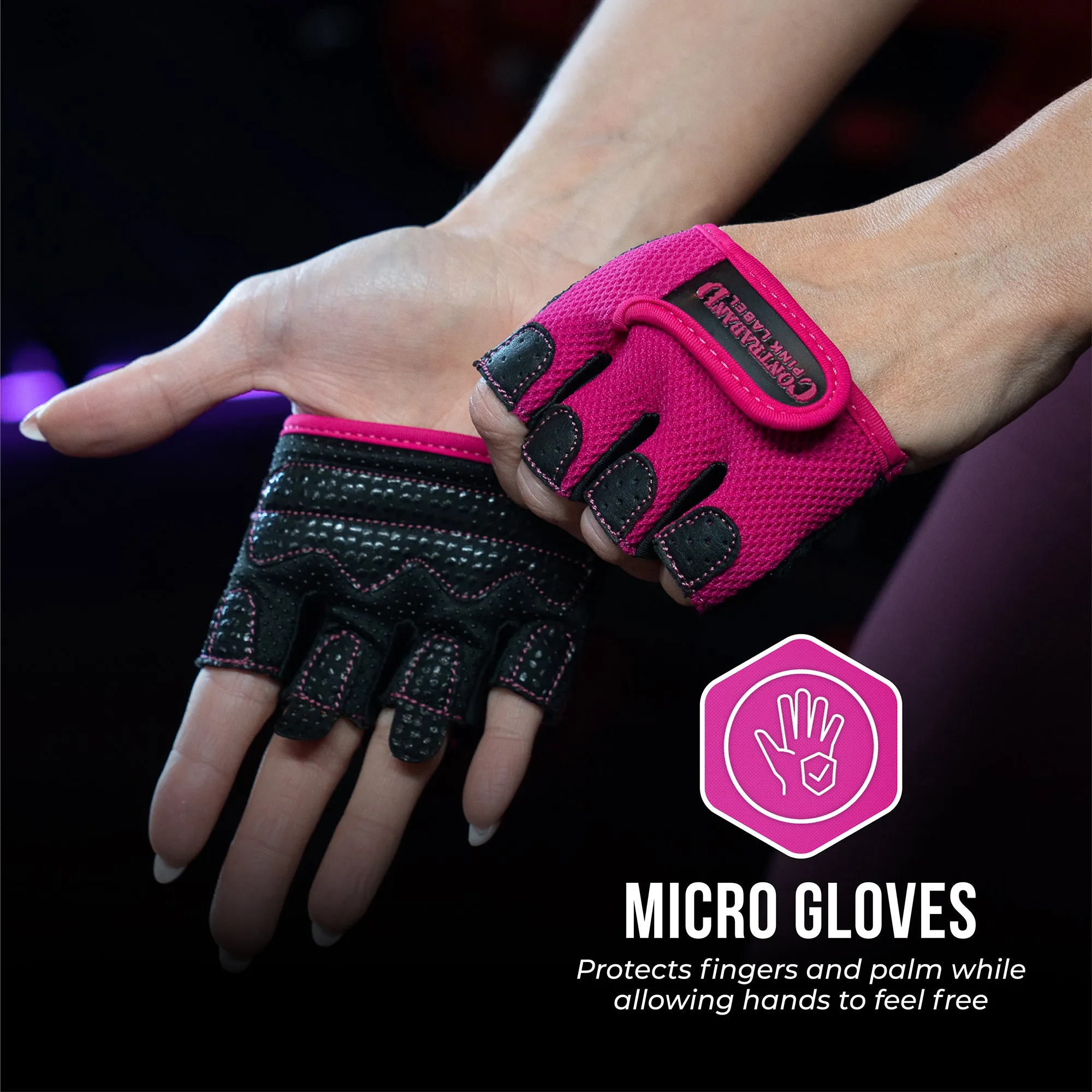 Contraband Pink Label 5537 Womens Micro Weight Lifting Gloves w/Grip-Lock Silicone Padding