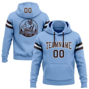 Custom Stitched Light Blue Brown-White Football Pullover Sweatshirt Hoodie