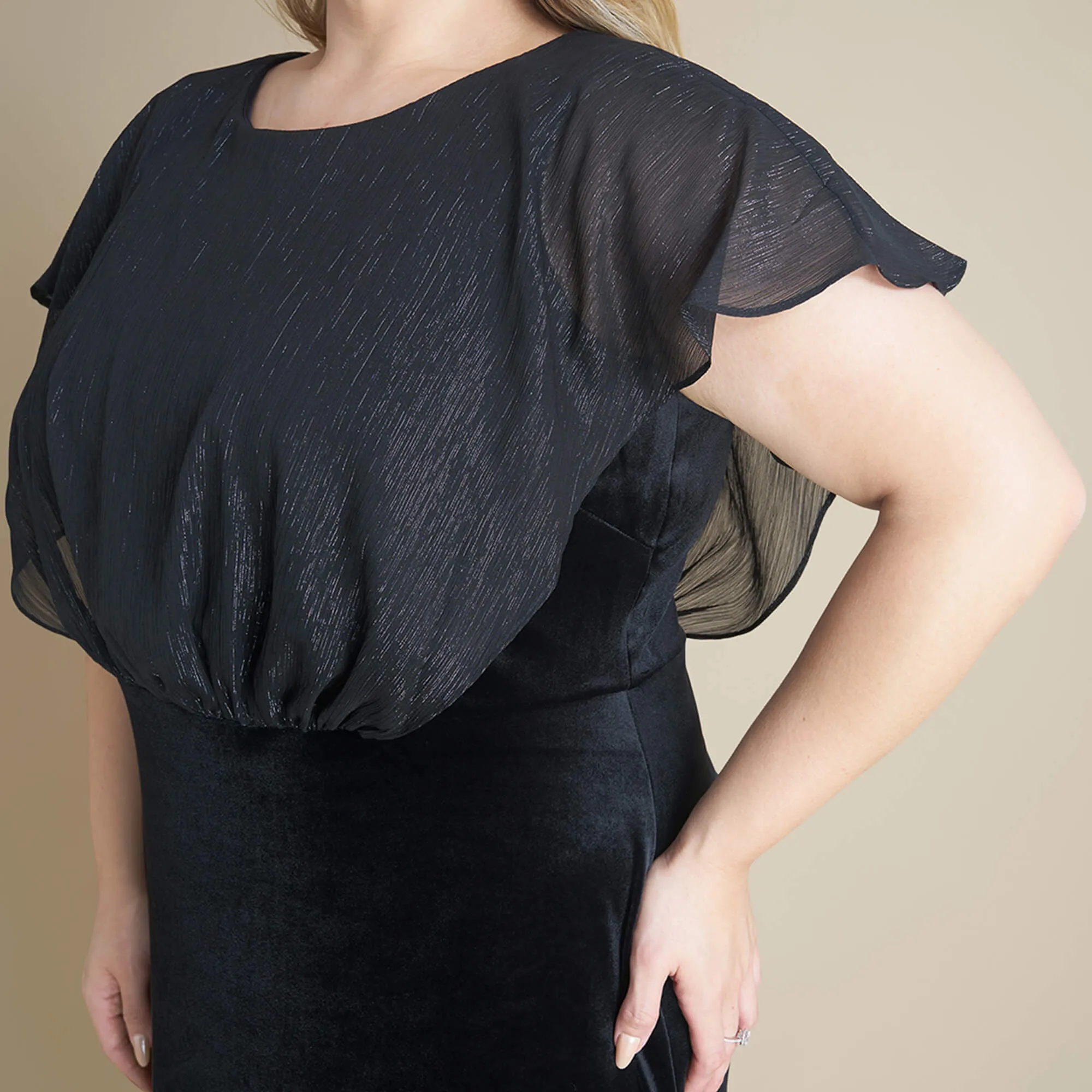 Daphne Black Velvet Popover Dress