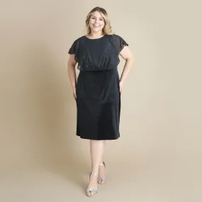 Daphne Black Velvet Popover Dress