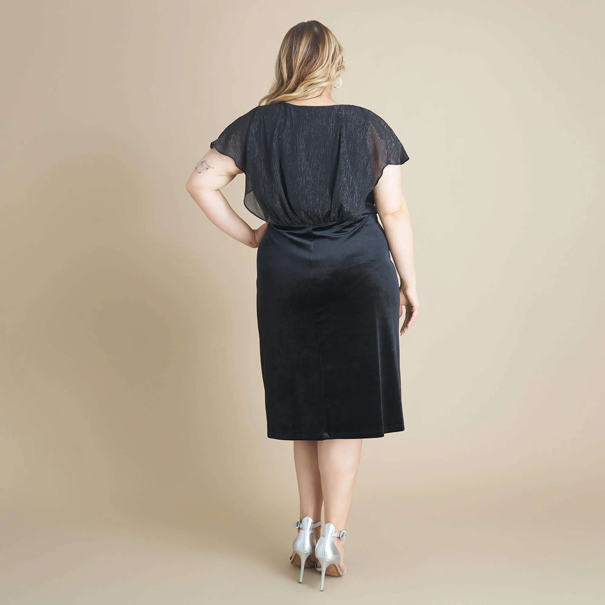 Daphne Black Velvet Popover Dress