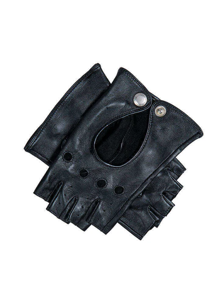 Dents Women’s Leather Fingerless Keyhole Driving Gloves - Black