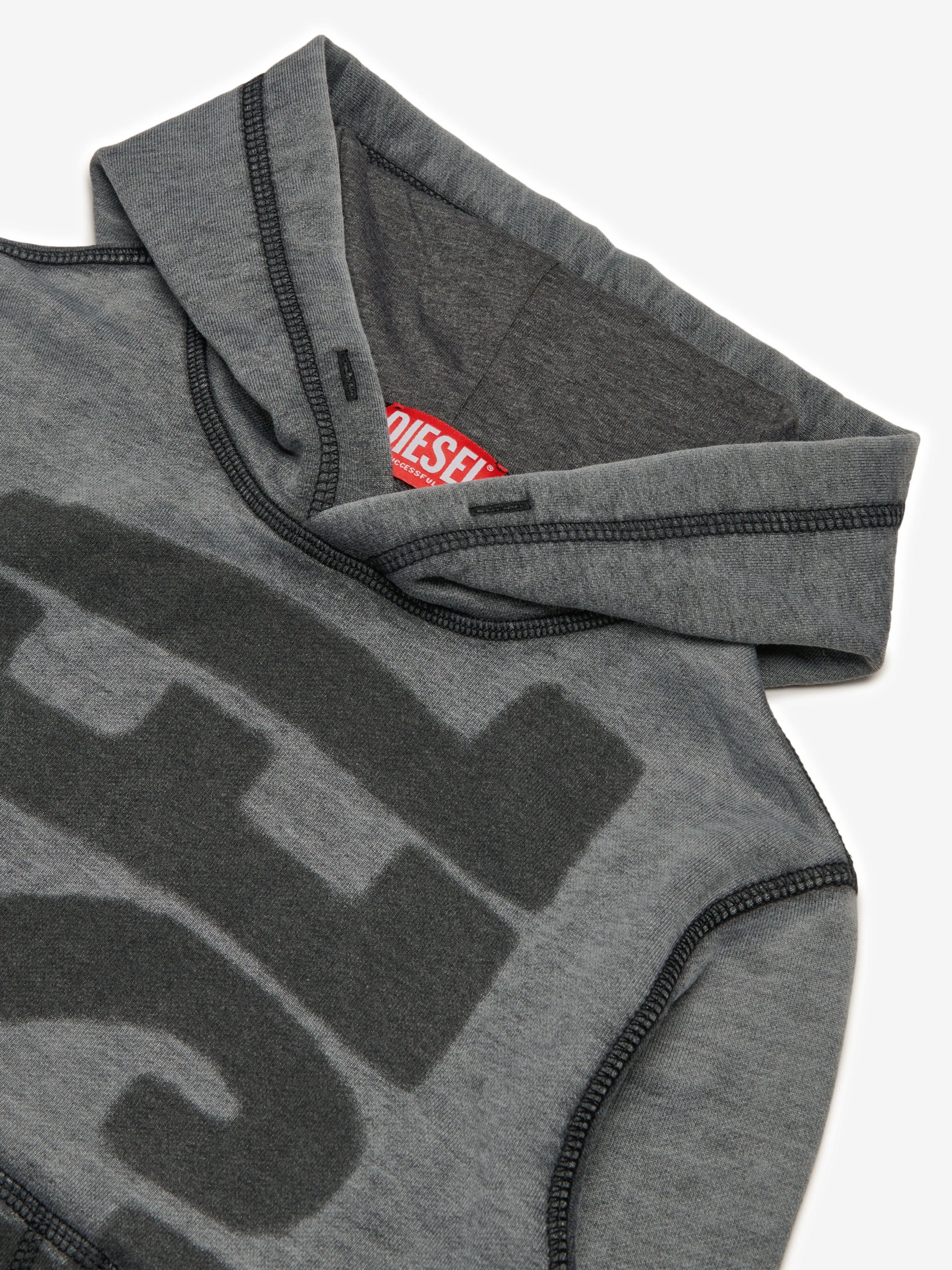 Diesel Boys Logo Hoodie in Grey