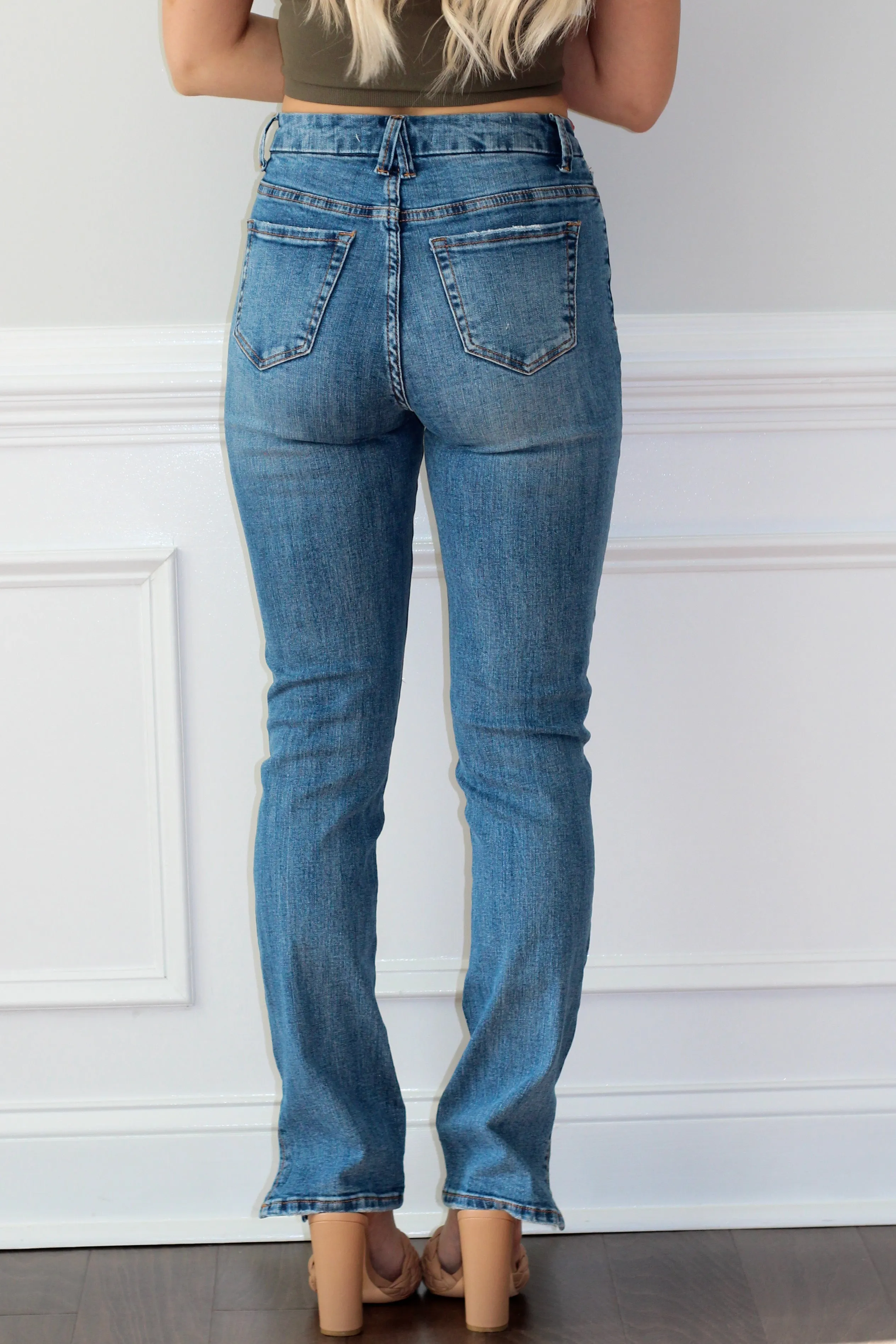 Distressed Slit Ankle Denim