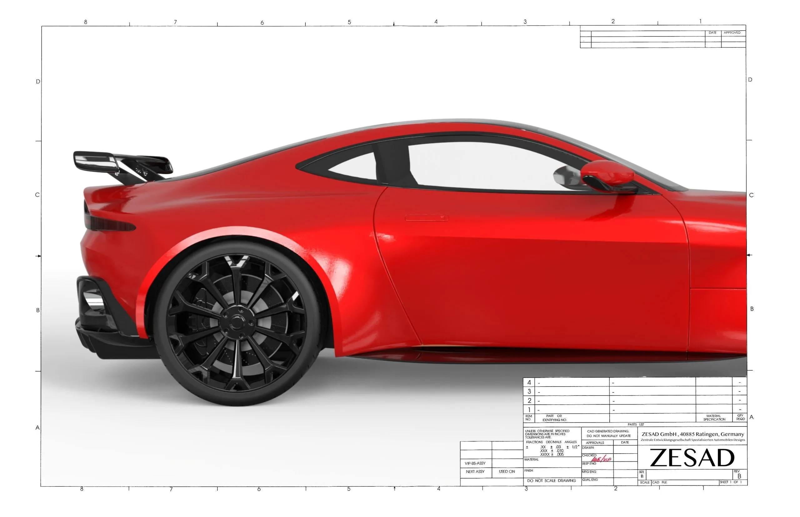 DMC Aston Martin Vantage V12 Carbon Fiber Rear Wing Spoiler fits the OEM Coupe in F1 Edition Style