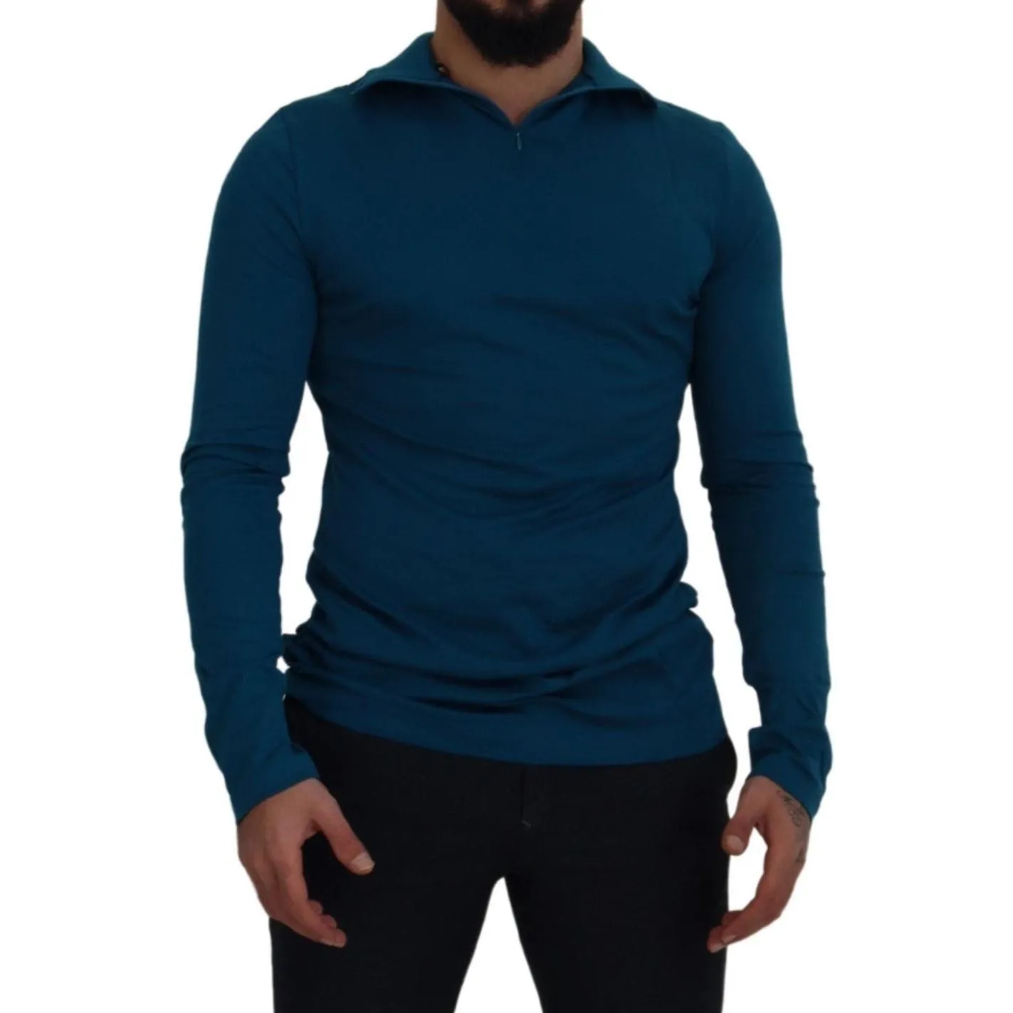 Dolce & Gabbana Elegant Blue Cotton Pullover Sweater