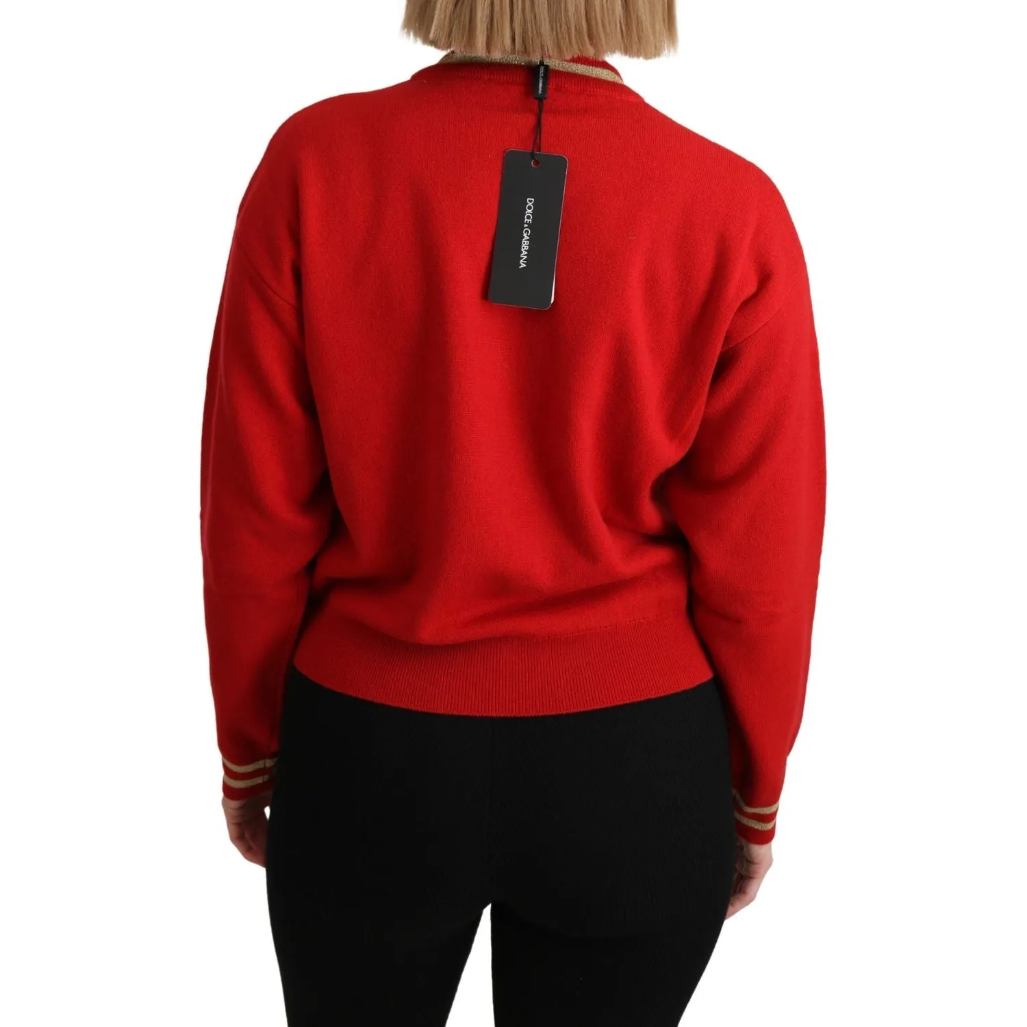 Dolce & Gabbana Radiant Red Cartoon Motive Cashmere Sweater