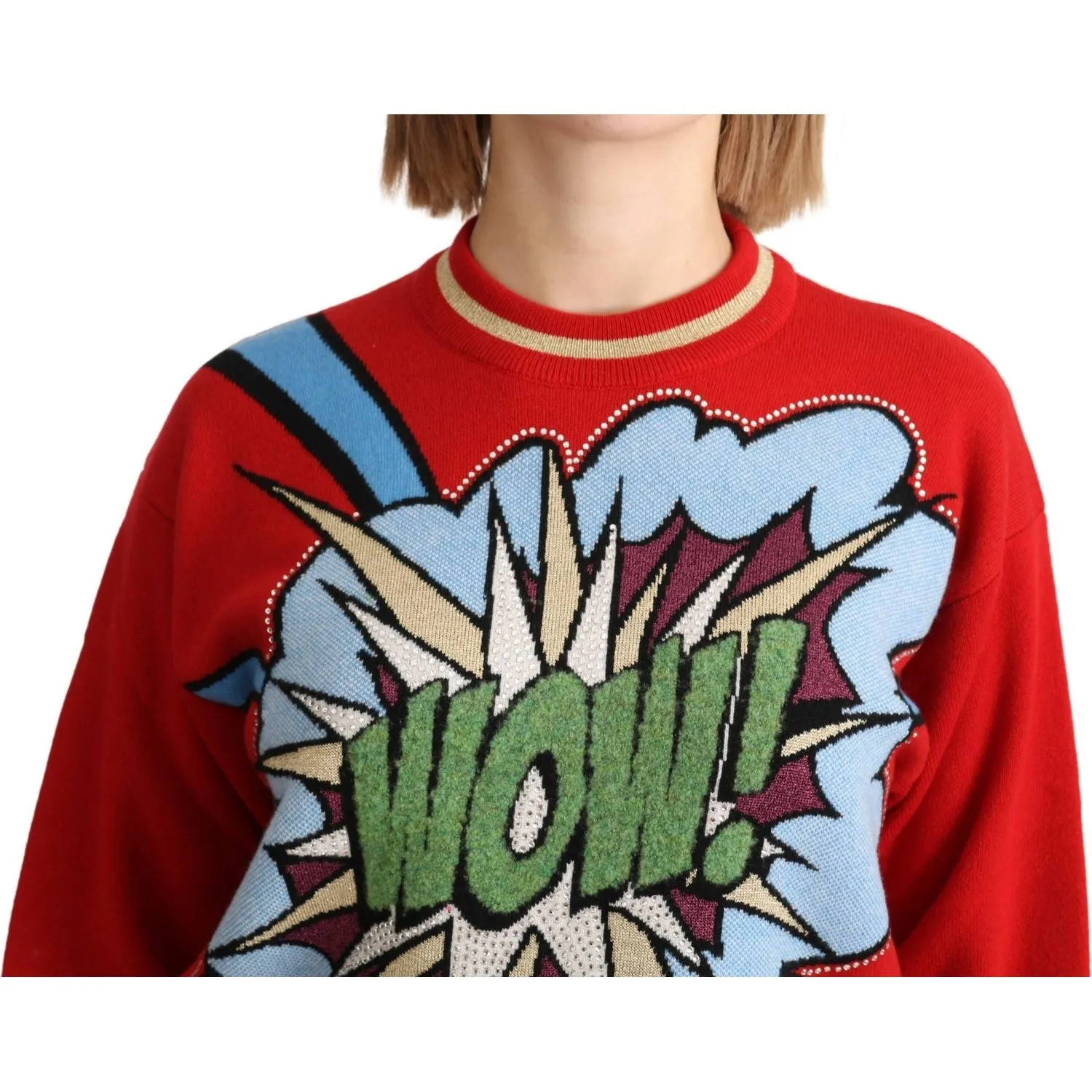 Dolce & Gabbana Radiant Red Cartoon Motive Cashmere Sweater