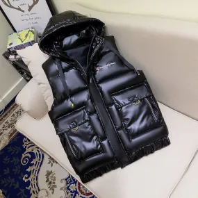 Down Cotton Hooded Vest Men Fashion Black Winter New Coat Warm Casual Thicken Gilets Male Jacket Grey Sleeveless Waistcoat