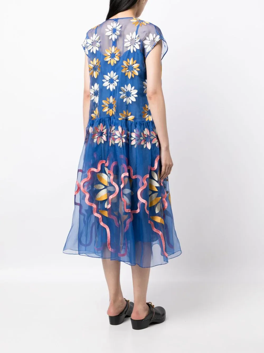 Embroidered Organza Midi Dress