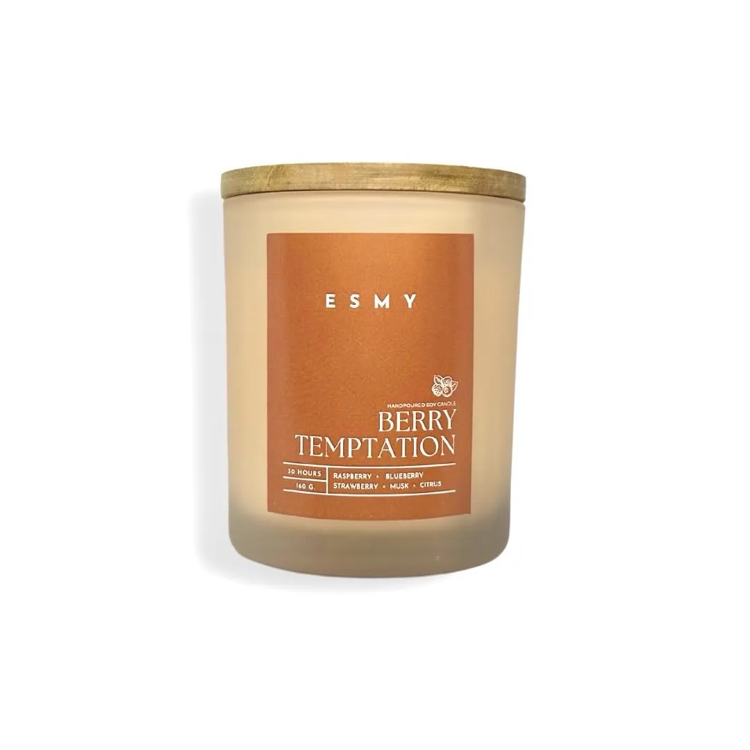 ESMY Soy Wax Scented Candle | 30 Hours Burn Time | Berry Temptation | Non-Toxic, Long-Lasting, Premium Scented Candle for Home Decor, Gifting & Aromatherapy