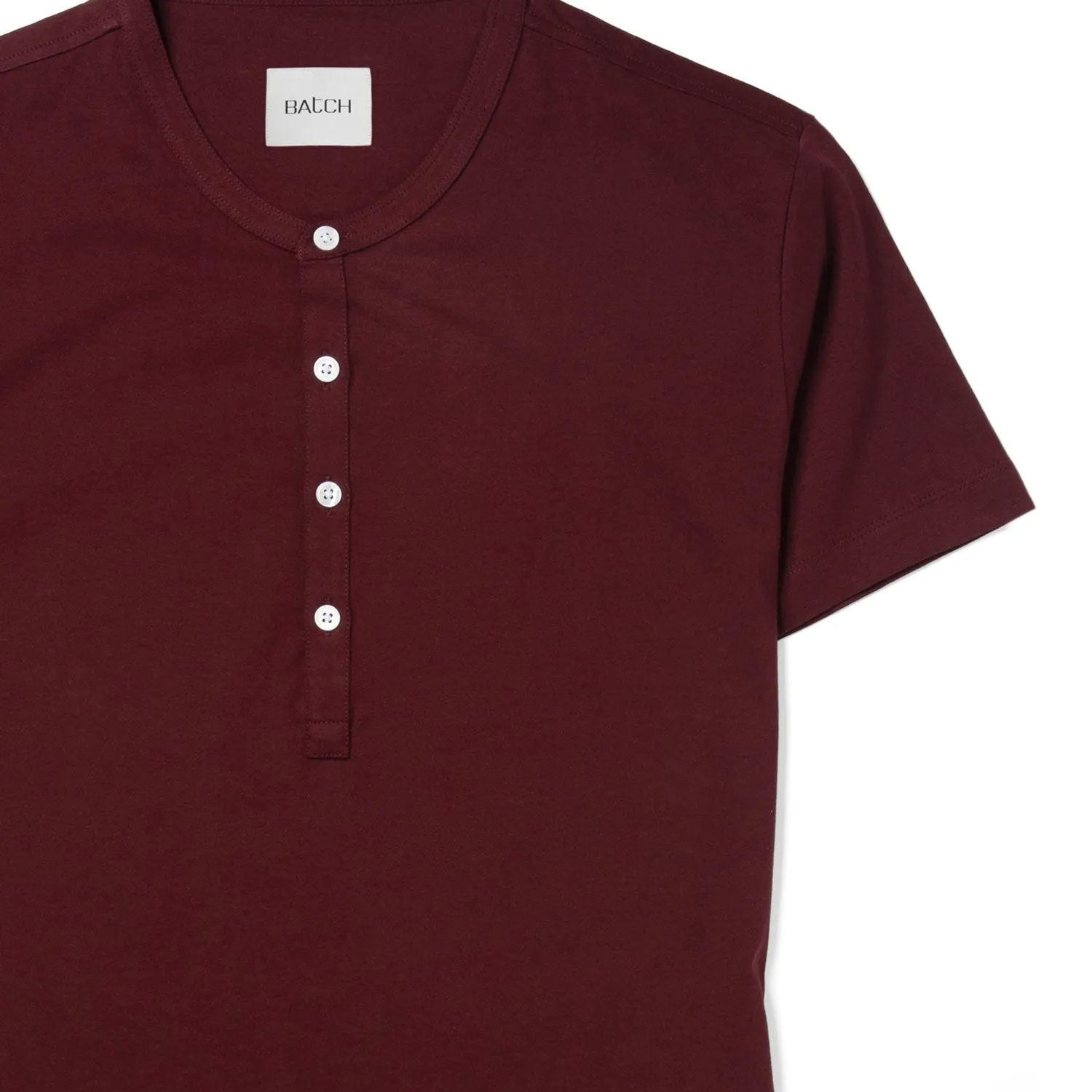 Essential WB Short Sleeve Henley Shirt –  Burgundy Cotton Jersey