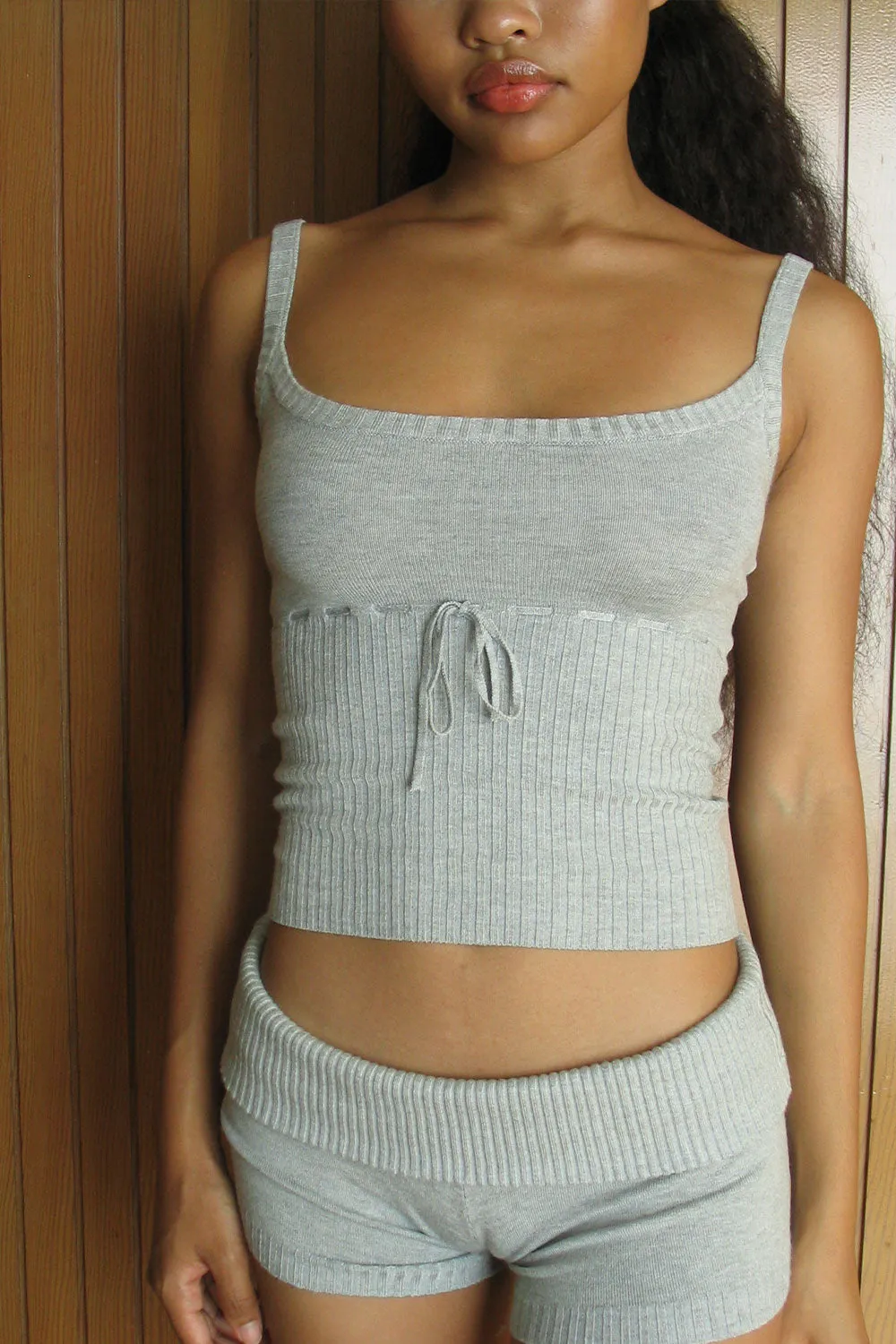 Estelle Lightweight Knit Tank - Heather Grey