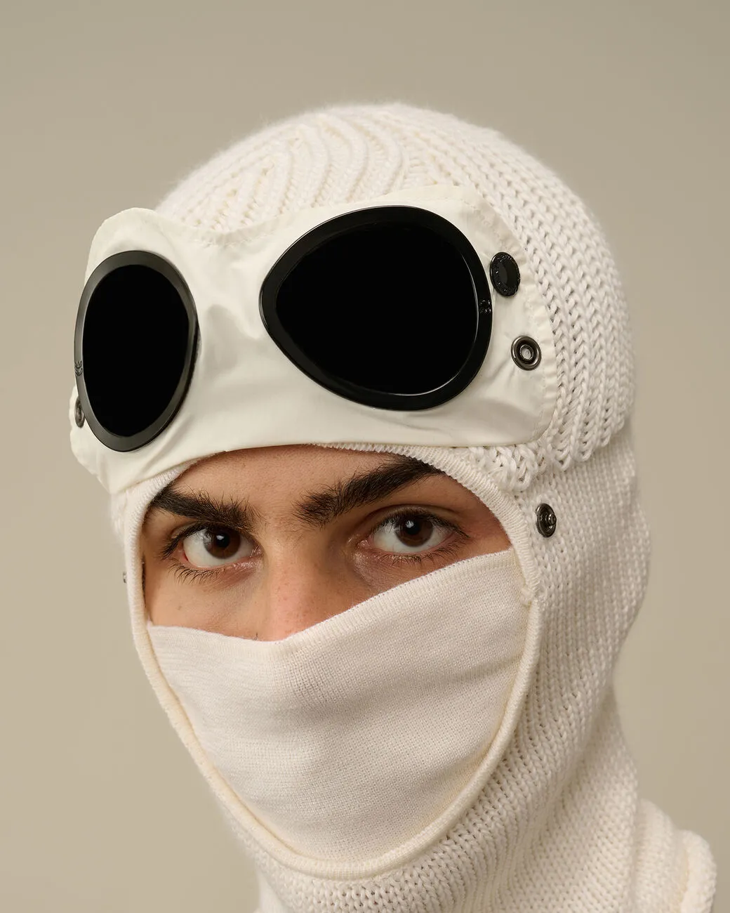 Extra Fine Merino Wool Goggle Balaclava Gauze White