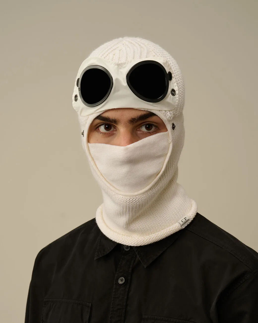 Extra Fine Merino Wool Goggle Balaclava Gauze White