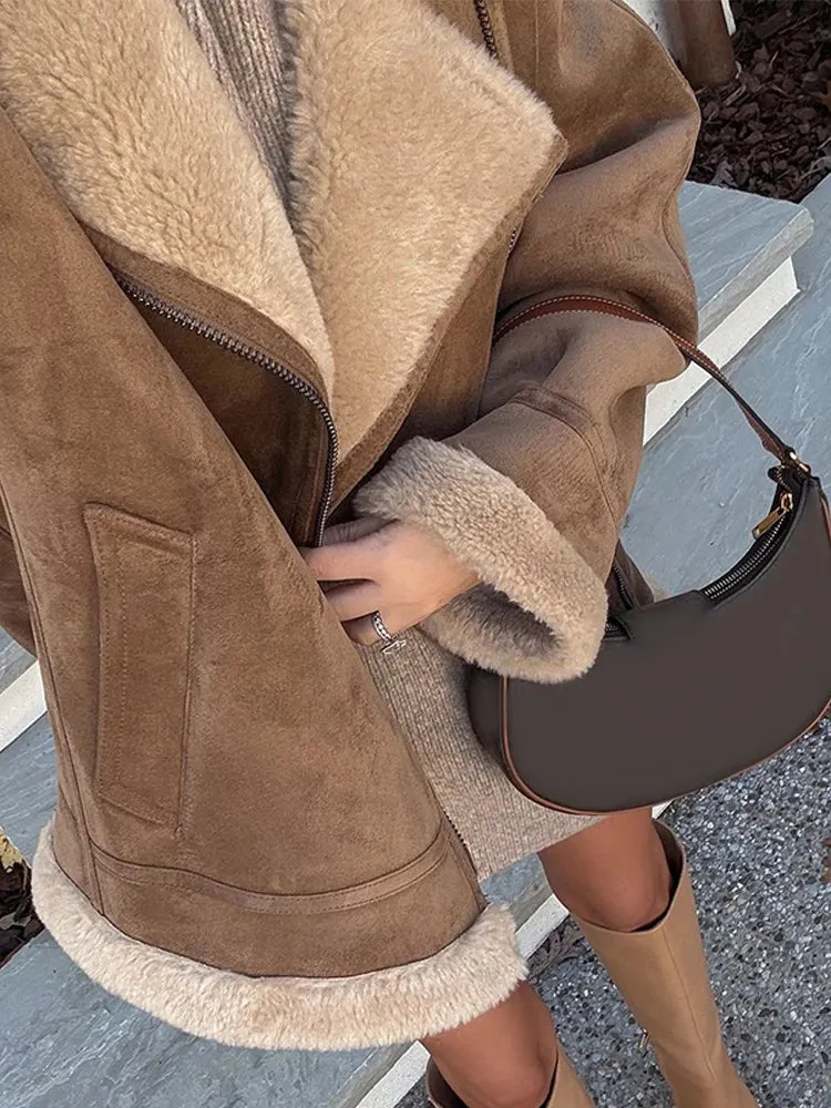 Fashionkova Christmas Gift Outfit  Versatile Solid Color Thickened Zipper Woman Warm Jacket Fashion Lapel Long Sleeve Short Coat 2024 New Fall Lady Commuter Wears