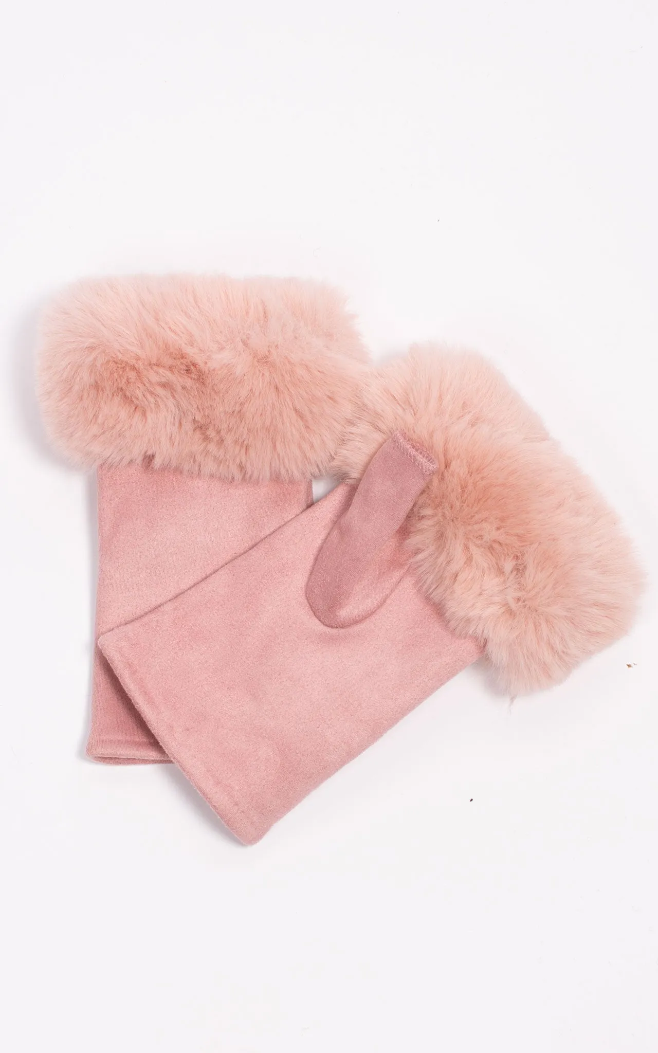 Fingerless Faux Fur Gloves | Pink