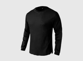 FitVille Men's Waffle-Knit Long-Sleeve Outdoor Crewneck