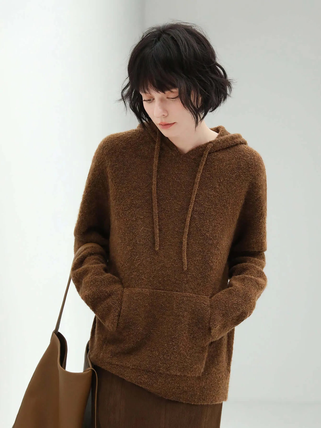 Fluffy Brown Hooded Sweater