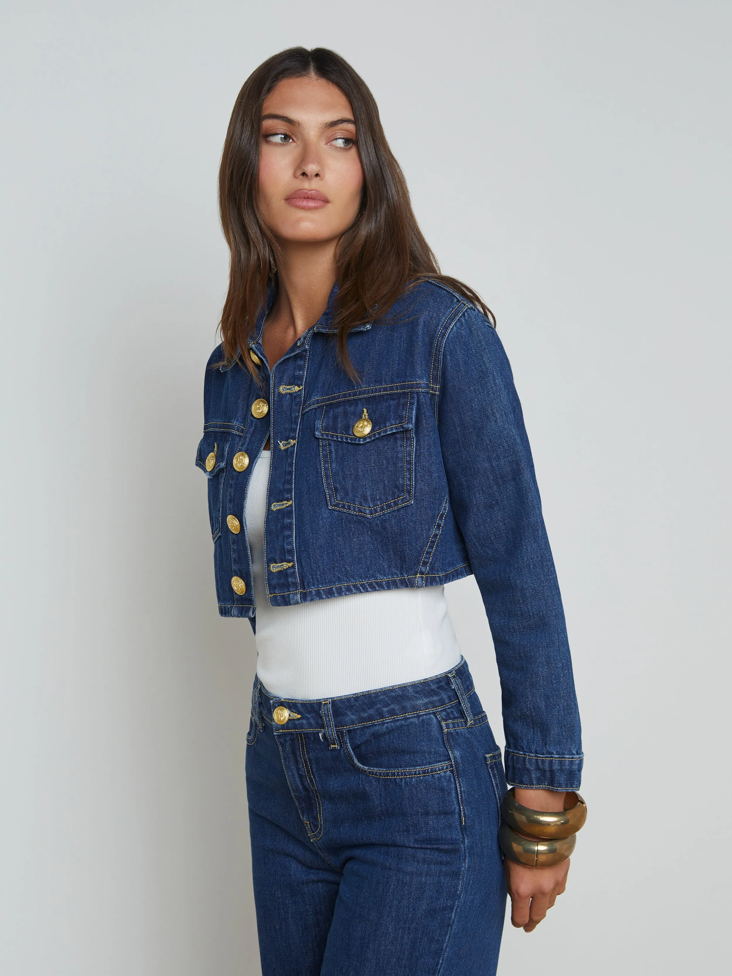 Genevie Cropped Denim Jacket