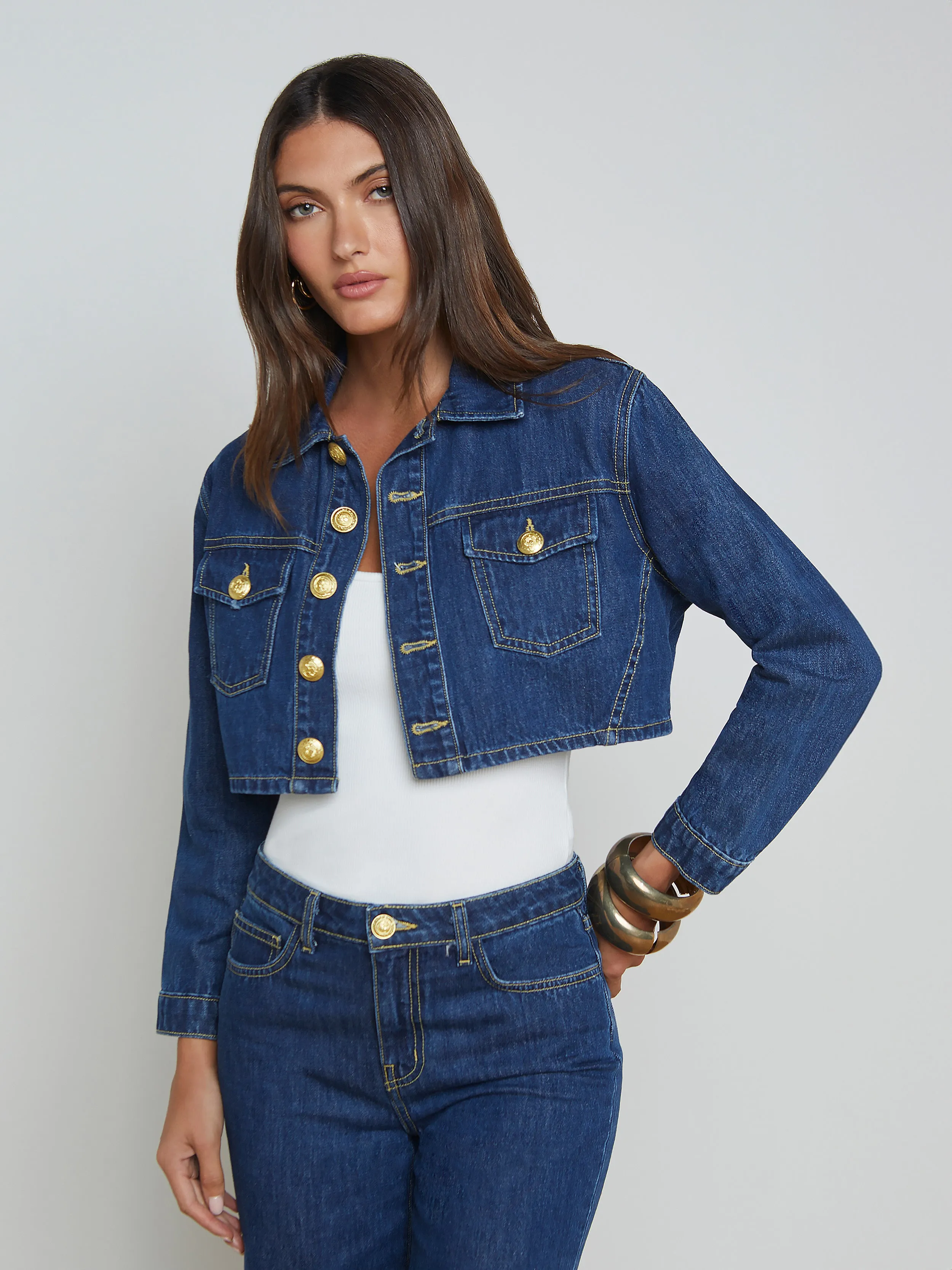 Genevie Cropped Denim Jacket