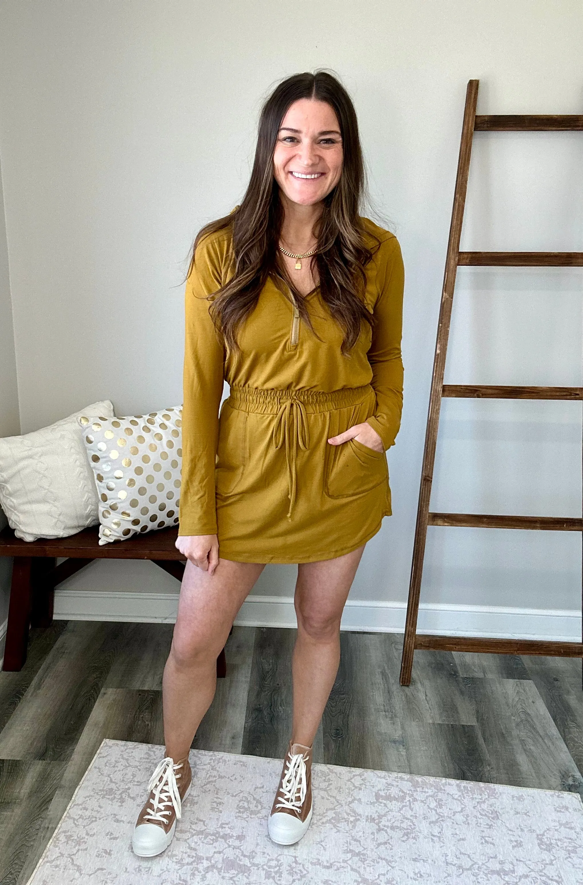 Getting Out Romper - Gold Spice